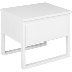 Beliani Bedside Table White Pine Wood 43 x 50 cm with One Drawer - Bedside Table Beliani Bedside Table White Pine Wood 43 x 50 cm with One Drawer - Bedside Table