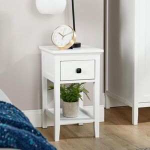 HOME SOURCE 1 Drawer Bedside Table White Nightstand MDF Bedroom Furniture Compact 55cm High HOME SOURCE 1 Drawer Bedside Table White Nightstand MDF Bedroom Furniture Compact 55cm High
