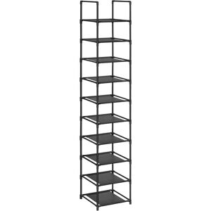 COOCHEER 10-Tier Shoe Shelf, Shoe Rack, Shoe Rack, Storage Unit, Metal Frame, Non-Woven Fabric, for Entryway, Bedroom, Black - 46 x 28 x 173 cm COOCHEER 10-Tier Shoe Shelf, Shoe Rack, Shoe Rack, Storage Unit, Metal Frame, Non-Woven Fabric, for Entryway, Bedroom, Black - 46 x 28 x 173 cm