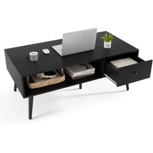 COSTWAY 109 CM Rectangular Wooden TV Stand Entertainment Center w/Open Shelf Black COSTWAY 109 CM Rectangular Wooden TV Stand Entertainment Center w/Open Shelf Black