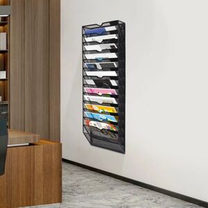 CNCEST 14-Layer Wall Pocket File Holder A4 Metal Wall Mounted File Storage Rack, Black CNCEST 14-Layer Wall Pocket File Holder A4 Metal Wall Mounted File Storage Rack, Black