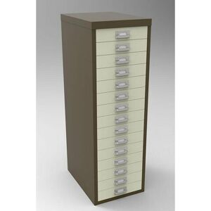 Bisley - 15 Drawer A4 Filing Cabinet - Coffee Cream Bisley - 15 Drawer A4 Filing Cabinet - Coffee Cream