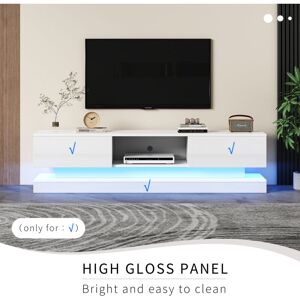 Abrihome - 160CM tv Stand Cabinet High Gloss tv Stand with led Lights for Living Room, White, 2 Drawers and 1 Open Storage Space Abrihome - 160CM tv Stand Cabinet High Gloss tv Stand with led Lights for Living Room, White, 2 Drawers and 1 Open Storage Space