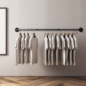 Unho - 180cm Extra Long Clothes Rail Industrial Pipe Rack Hanging Garment Shop Display, Black Unho - 180cm Extra Long Clothes Rail Industrial Pipe Rack Hanging Garment Shop Display, Black