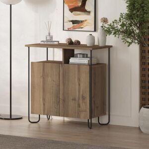 FWSTYLE 2 Door Sideboard Matt Dark Oak - Modern Storage Cabinet with Metal Frame and Open Display Shelf FWSTYLE 2 Door Sideboard Matt Dark Oak - Modern Storage Cabinet with Metal Frame and Open Display Shelf