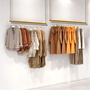 CNCEST 2 Pcs Clothing Storage Chain 90cm Garment Rack Hanging Chain Wedding Dress Chain Hanging Rack For Clothing Retail Store Display Shelf, Gold CNCEST 2 Pcs Clothing Storage Chain 90cm Garment Rack Hanging Chain Wedding Dress Chain Hanging Rack For Clothing Retail Store Display Shelf, Gold