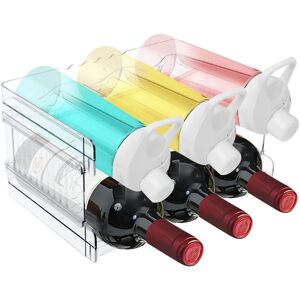 WOIYIC 2 Pieces Bottle Rack, Plastic Stackable Bottle Shelves, Holds Up to 6 Bottles, Bottle Storage for Refrigerator, Fridge Bottle Rack for Cabinet, Office WOIYIC 2 Pieces Bottle Rack, Plastic Stackable Bottle Shelves, Holds Up to 6 Bottles, Bottle Storage for Refrigerator, Fridge Bottle Rack for Cabinet, Office