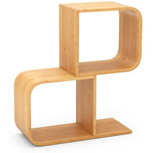 Costway - 2-Tier S-Shaped Bookcase Bamboo Bookshelf w/2 Open Cubes-Natural Costway - 2-Tier S-Shaped Bookcase Bamboo Bookshelf w/2 Open Cubes-Natural