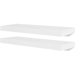 Floating Wall Display Shelves Book/DVD Storage White mdf 2 pcs Vidaxl Floating Wall Display Shelves Book/DVD Storage White mdf 2 pcs Vidaxl