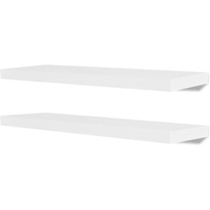 2 White MDF Floating Wall Display Shelves Book/DVD Storage vidaXL 2 White MDF Floating Wall Display Shelves Book/DVD Storage vidaXL
