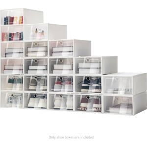 CNCEST 20 pcs Shoe Box, Shoe Storage Boxes White Plastic Stackable with Lids, Shoe Organizer Containers Suitable for Women's, Men's and Children's Shoes, 13 CNCEST 20 pcs Shoe Box, Shoe Storage Boxes White Plastic Stackable with Lids, Shoe Organizer Containers Suitable for Women's, Men's and Children's Shoes, 13