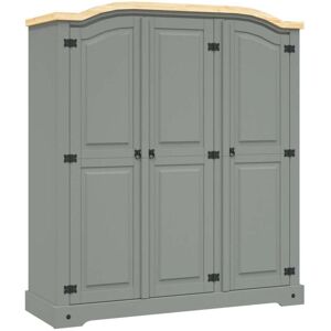 Vidaxl - Wardrobe Mexican Pine Corona Range 3 Doors Grey Vidaxl - Wardrobe Mexican Pine Corona Range 3 Doors Grey