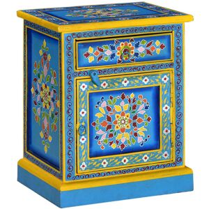 Bedside Cabinet Solid Mango Wood Turquoise Hand Painted vidaXL Bedside Cabinet Solid Mango Wood Turquoise Hand Painted vidaXL