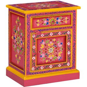 Bedside Cabinet Solid Mango Wood Pink Hand Painted vidaXL Bedside Cabinet Solid Mango Wood Pink Hand Painted vidaXL