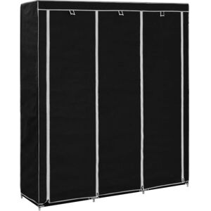 Wardrobe with Compartments and Rods Black 150x45x175 cm Fabric vidaXL Wardrobe with Compartments and Rods Black 150x45x175 cm Fabric vidaXL