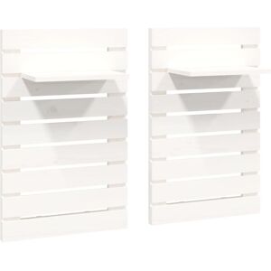 vidaXL Pine Wall-mounted Bedside Shelves - 2 pcs White - Bedside Storage vidaXL Pine Wall-mounted Bedside Shelves - 2 pcs White - Bedside Storage