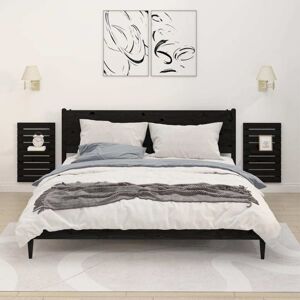 Wall-mounted Bedside Shelves 2 pcs Black Solid Wood Pine Vidaxl Wall-mounted Bedside Shelves 2 pcs Black Solid Wood Pine Vidaxl