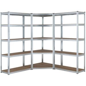 TOTAL RACKING SOLUTIONS LTD 3 Bay MEGA DEAL Corner Galvanised Steel Shelving 1500mm H x 700mm W x 300mm D - 150KG's UDL Per Shelf TOTAL RACKING SOLUTIONS LTD 3 Bay MEGA DEAL Corner Galvanised Steel Shelving 1500mm H x 700mm W x 300mm D - 150KG's UDL Per Shelf