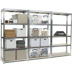TOTAL RACKING SOLUTIONS LTD 3 Bay MEGA DEAL Galvanised Steel Shelving Unit 1800mm H x 900mm W x 400mm D 175KG's UDL Per Shelf TOTAL RACKING SOLUTIONS LTD 3 Bay MEGA DEAL Galvanised Steel Shelving Unit 1800mm H x 900mm W x 400mm D 175KG's UDL Per Shelf