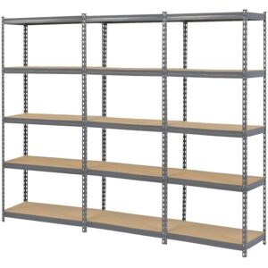 TOTAL RACKING SOLUTIONS LTD 3 Bay MEGA DEAL Grey Steel Garage Shelving Units / Racking 5 Levels 1800mm H x 900mm W x 300mm D - 175KG's UDL Per Shelf TOTAL RACKING SOLUTIONS LTD 3 Bay MEGA DEAL Grey Steel Garage Shelving Units / Racking 5 Levels 1800mm H x 900mm W x 300mm D - 175KG's UDL Per Shelf