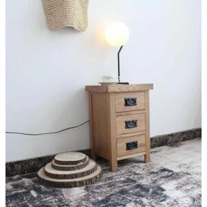 Furniture One - 3 Drawer Large Bedside Wide Bedroom Cabinet Night Stand - Oak - Oak Furniture One - 3 Drawer Large Bedside Wide Bedroom Cabinet Night Stand - Oak - Oak