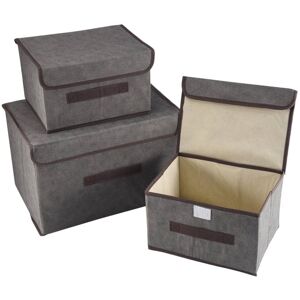 TLILY 3 Pack Foldable Storage Boxes with Lids,Fabric Basket Organiser for Wardrobe,Closet,Shelf(Gray) TLILY 3 Pack Foldable Storage Boxes with Lids,Fabric Basket Organiser for Wardrobe,Closet,Shelf(Gray)