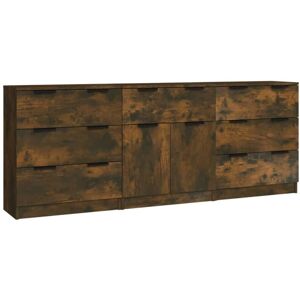 3 Piece Sideboards Smoked Oak Engineered Wood Vidaxl 3 Piece Sideboards Smoked Oak Engineered Wood Vidaxl