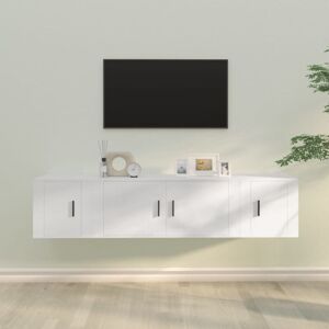 vidaXL 3-Piece White TV Cabinet Set - TV Unit Wall-Mountable vidaXL 3-Piece White TV Cabinet Set - TV Unit Wall-Mountable