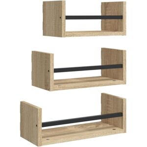 3 Piece Wall Shelf Set with Bars Sonoma Oak Engineered wood Vidaxl 3 Piece Wall Shelf Set with Bars Sonoma Oak Engineered wood Vidaxl