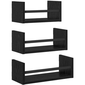 Wall Shelf Set 3 pcs Black Oak 40 x 16 x 14 cm Engineered Wood vidaXL Wall Shelf Set 3 pcs Black Oak 40 x 16 x 14 cm Engineered Wood vidaXL