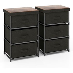 3-Tier Fabric Dresser Fabric Nightstand Home Organizer Unit w/3 Drawers Black - Costway 3-Tier Fabric Dresser Fabric Nightstand Home Organizer Unit w/3 Drawers Black - Costway