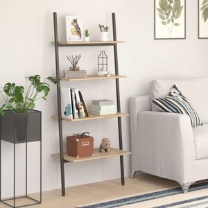 4-Tier Leaning Shelf Light Brown and Black 64x34x150.5 cm Vidaxl 4-Tier Leaning Shelf Light Brown and Black 64x34x150.5 cm Vidaxl