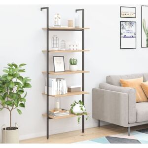 5-Tier Leaning Shelf Light Brown and Black 64x35x185 cm Vidaxl 5-Tier Leaning Shelf Light Brown and Black 64x35x185 cm Vidaxl
