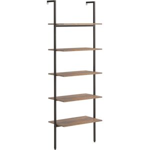 5-Tier Leaning Shelf Dark Brown and Black 64x35x185 cm Vidaxl 5-Tier Leaning Shelf Dark Brown and Black 64x35x185 cm Vidaxl