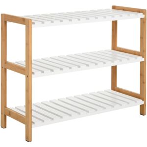 Homcom - 3-Tier Shoe Rack Wood Frame Slatted Shelves Open Hygienic Storage Bamboo Color Homcom - 3-Tier Shoe Rack Wood Frame Slatted Shelves Open Hygienic Storage Bamboo Color