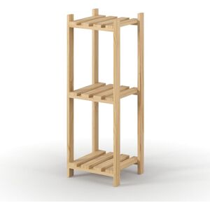 3 Tier Square Shelf Narrow Slatted Storage Unit - Pine - L27 x W29 x H80 cm - Natural Sanded Pine 3 Tier Square Shelf Narrow Slatted Storage Unit - Pine - L27 x W29 x H80 cm - Natural Sanded Pine