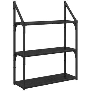 Wall Shelf Black Oak 60 x 21 x 78.5 cm Engineered Wood vidaXL Wall Shelf Black Oak 60 x 21 x 78.5 cm Engineered Wood vidaXL