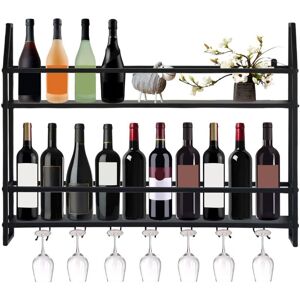 CNCEST 3-Tier Wine Racks, Wall Mounted Wine Glass Holder, Industrial Wine Holder Organiser with Storage, Coffee Bar, Black CNCEST 3-Tier Wine Racks, Wall Mounted Wine Glass Holder, Industrial Wine Holder Organiser with Storage, Coffee Bar, Black