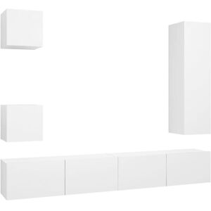 vidaXL 5-Piece White Wall-Mounted TV Cabinet Set - TV Furniture vidaXL 5-Piece White Wall-Mounted TV Cabinet Set - TV Furniture