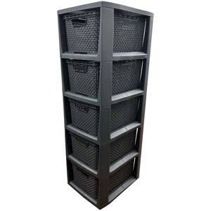 STORM TRADING GROUP 1 x 4 Grey Stylish Rattan Effect Storage Tower Commode Baskets STORM TRADING GROUP 1 x 4 Grey Stylish Rattan Effect Storage Tower Commode Baskets