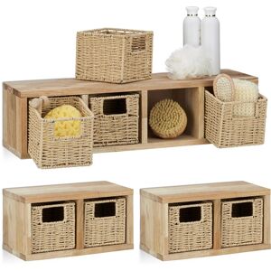 RELAXDAYS 3 x Walnut Wall Shelf Set, 1 Large, 2 Small Cube Shelves, Shelving System for Bathroom, Kitchen, Living Room, Natural RELAXDAYS 3 x Walnut Wall Shelf Set, 1 Large, 2 Small Cube Shelves, Shelving System for Bathroom, Kitchen, Living Room, Natural