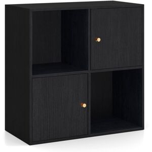 Costway - 4-Cube Bookcase 3-Tier Bookshelf Storage Organizer w/2 Cabinets-Black Costway - 4-Cube Bookcase 3-Tier Bookshelf Storage Organizer w/2 Cabinets-Black