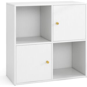 Costway - 4-Cube Bookcase 3-Tier Bookshelf Storage Organizer w/2 Cabinets-White Costway - 4-Cube Bookcase 3-Tier Bookshelf Storage Organizer w/2 Cabinets-White