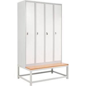 BELIANI 4-Door Storage Locker with Bench ATHLETE Metal Grey/ White BELIANI 4-Door Storage Locker with Bench ATHLETE Metal Grey/ White