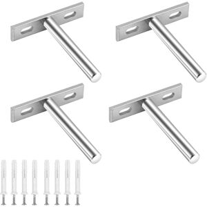 Cyslmuk - 4 Pack Invisible Floating Shelf Brackets Stainless Steel for Wooden Shelf and Wall Decor Cyslmuk - 4 Pack Invisible Floating Shelf Brackets Stainless Steel for Wooden Shelf and Wall Decor