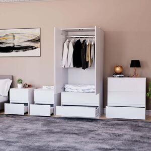 Home Discount - 4 Piece Denver Bedroom Set, 2 Drawer Large Bedside Chest x 2, 3 Drawer Chest, 2 Door 2 Drawer Wardrobe, White Home Discount - 4 Piece Denver Bedroom Set, 2 Drawer Large Bedside Chest x 2, 3 Drawer Chest, 2 Door 2 Drawer Wardrobe, White