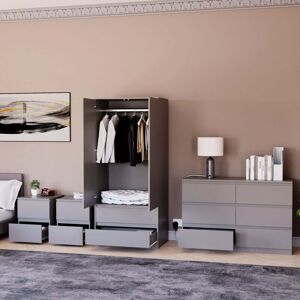 Home Discount - 4 Piece Denver Bedroom Set, 2 Drawer Large Bedside Chest x2, 6 Drawer Chest, 2 Door 2 Drawer Wardrobe, Grey Home Discount - 4 Piece Denver Bedroom Set, 2 Drawer Large Bedside Chest x2, 6 Drawer Chest, 2 Door 2 Drawer Wardrobe, Grey