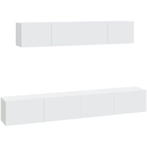 vidaXL 4 Piece TV Cabinet Set White Engineered Wood - TV Cabinet Set vidaXL 4 Piece TV Cabinet Set White Engineered Wood - TV Cabinet Set