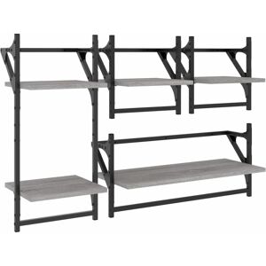 4 Piece Wall Shelf Set with Bars Grey Sonoma Engineered Wood Vidaxl 4 Piece Wall Shelf Set with Bars Grey Sonoma Engineered Wood Vidaxl