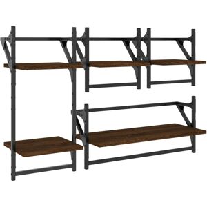4 Piece Wall Shelf Set with Bars Brown Oak Engineered Wood Vidaxl 4 Piece Wall Shelf Set with Bars Brown Oak Engineered Wood Vidaxl